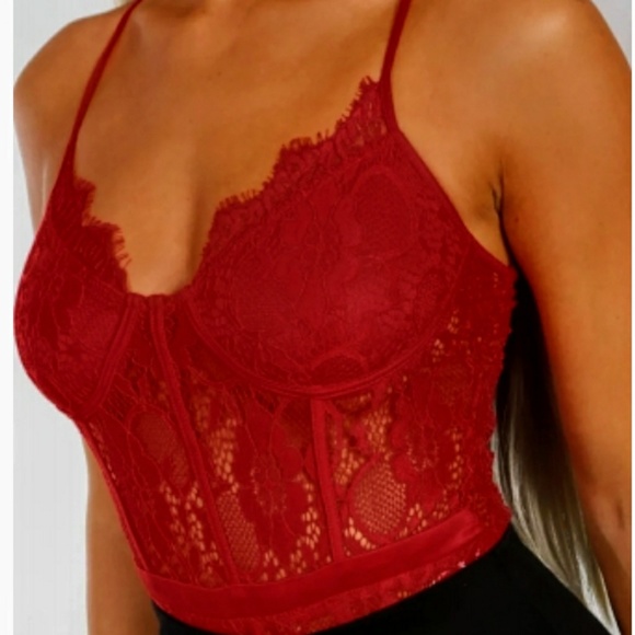 NWT Sexy Red lace bodysuit - Picture 3 of 6